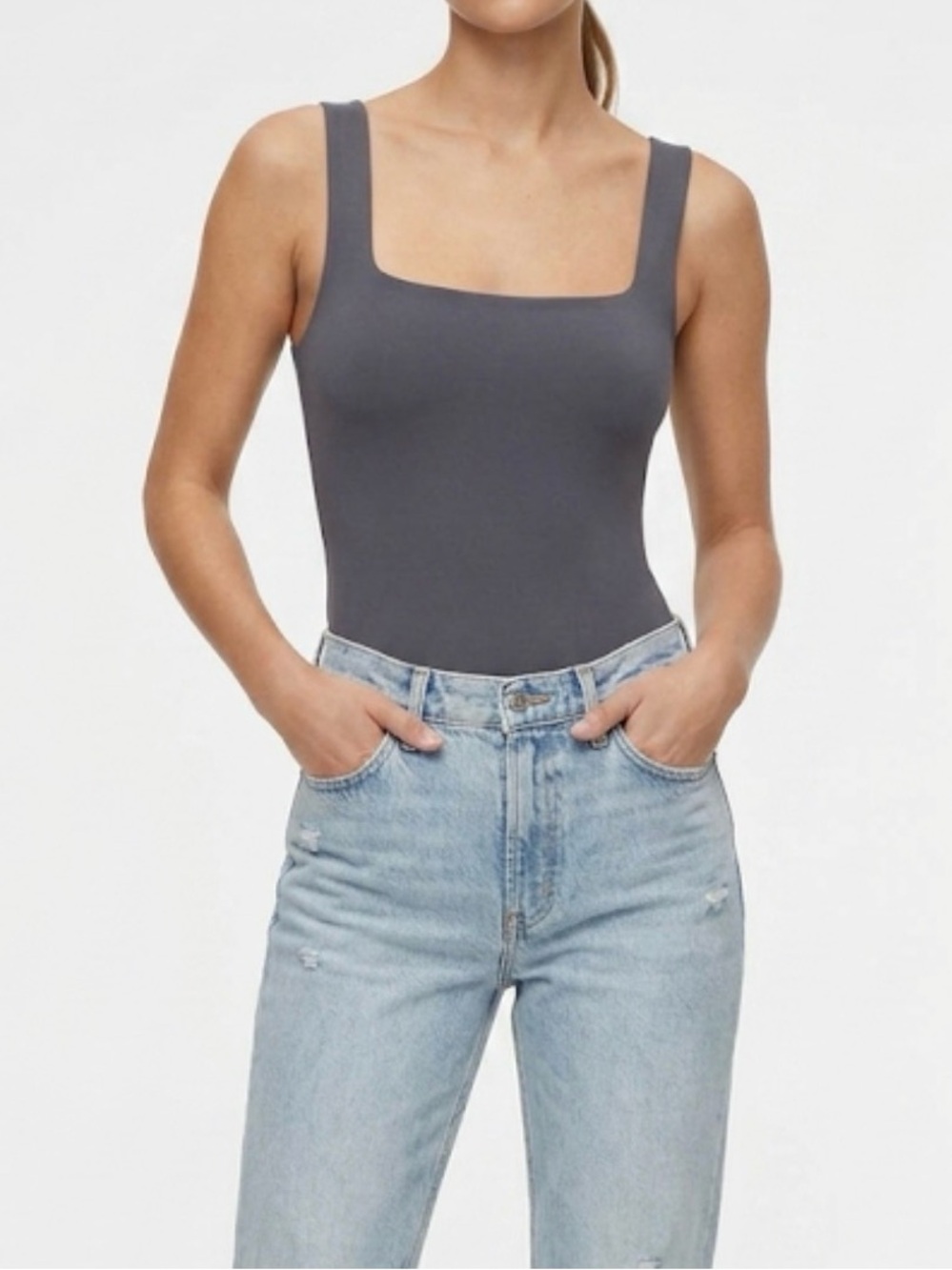 Babaton Square Neck Cotton Bodysuit